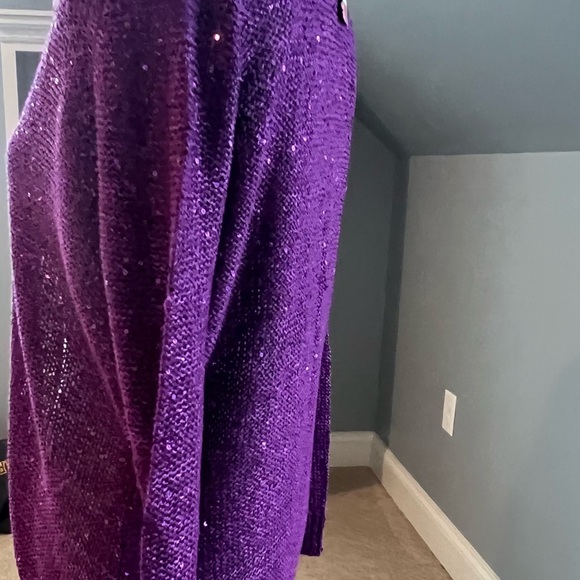 NWT Sparkly Sequined Purple Metaphor Open Front Sweater Size Small - Picture 6 of 8